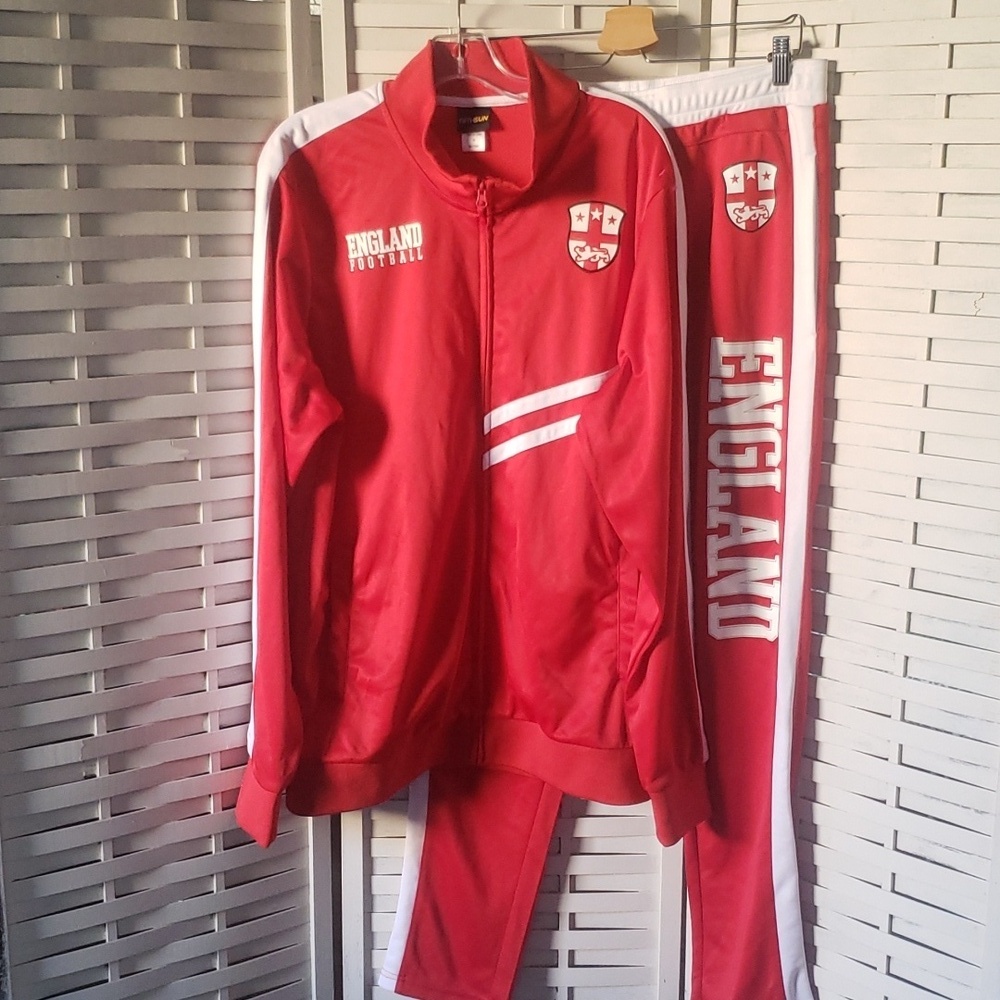England Football Team red and white vintage training jogger sweatpants set XL